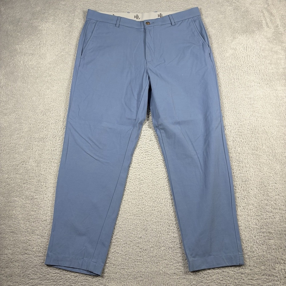 Lauren Ralph Lauren Chino Pants Mens 33x32 (Hemmed 26") Blue Performance Stretch